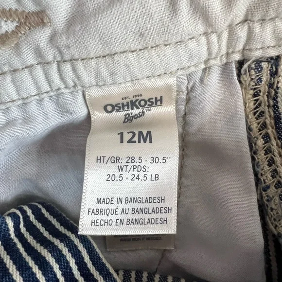 Oshkosh B’gosh stripped overalls size 12M - Picture 9 of 10